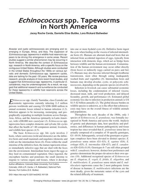 Echinococcus spp. Tapeworms in North America