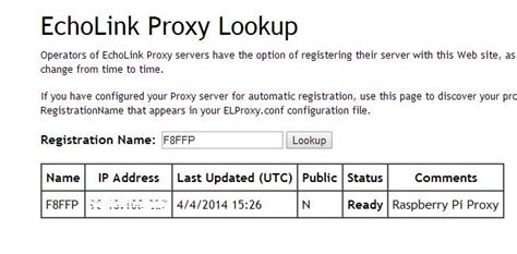 EchoLink Proxy Lookup