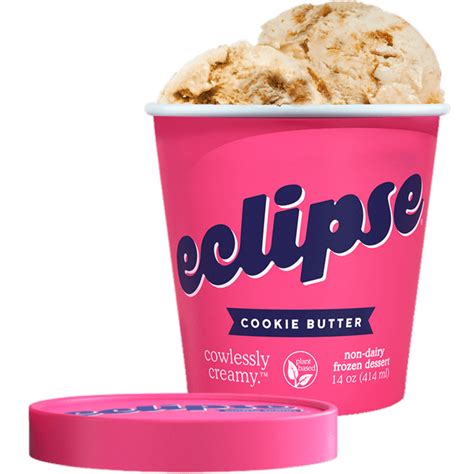 Eclipse ice cream. Eclipse classics are always a hit; classic chocolate, vintage vanilla, and cookie butter are fan favorites loved by carnivores, vegans, and dairy-free people alike. There are so many benefits to going dairy-free; delicious ice cream is just the cherry on top. 