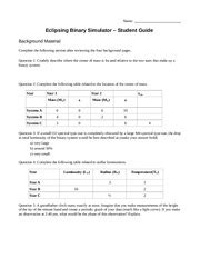 Eclipsing Binary Simulator Answers