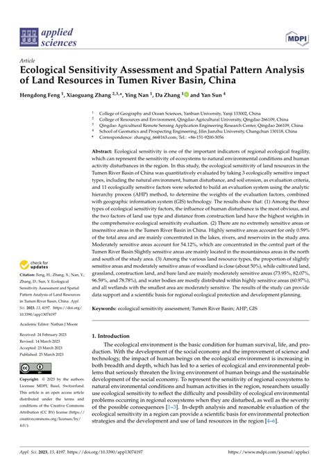 Ecological Sensitivity Assessment and Spatial Pattern Analysis of …