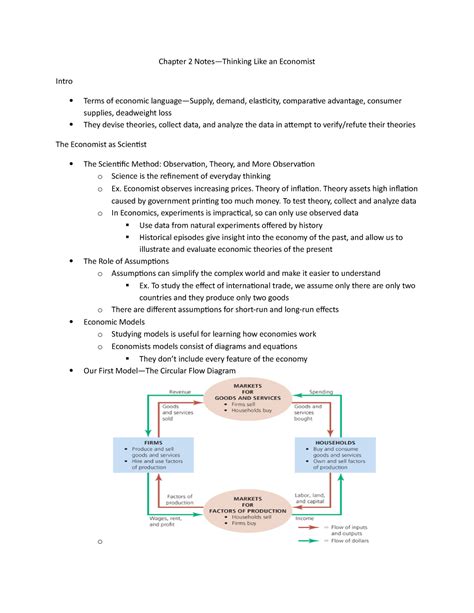 Econ Chapter 2 Notes Summary Principles of Economics ECON 2 StuDocu