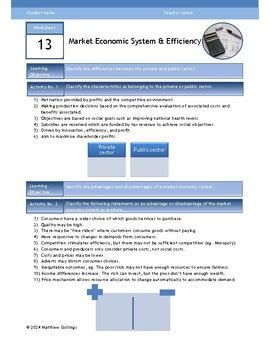 Economic SystemsWorksheet PDF Free Market Economic System