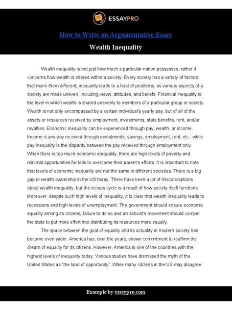 Economic inequality argumentative essay