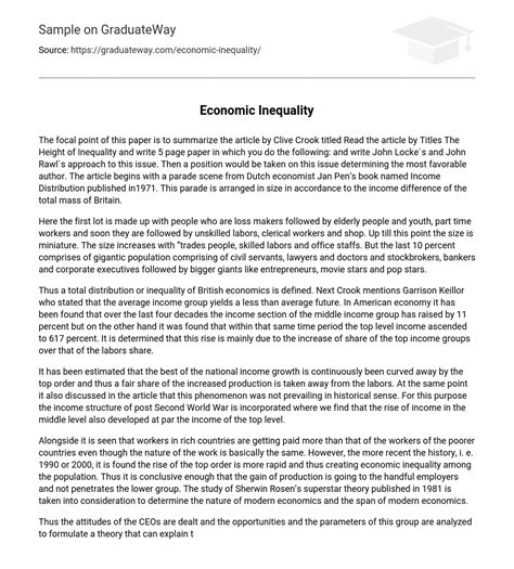 Economic inequality essay.  Carney emphasized the end of the rules-based internati...