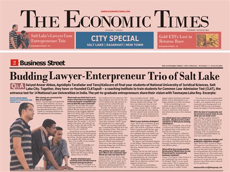  The Economic Times. The Economic Times is an Indian English-language business-focused daily newspaper. It is owned by The Times Group. The Economic Times began publication in 1961. As of 2023, it is the world's second-most widely read English-language business newspaper, after The Wall Street Journal, [4] with a readership of over 900,000. . 