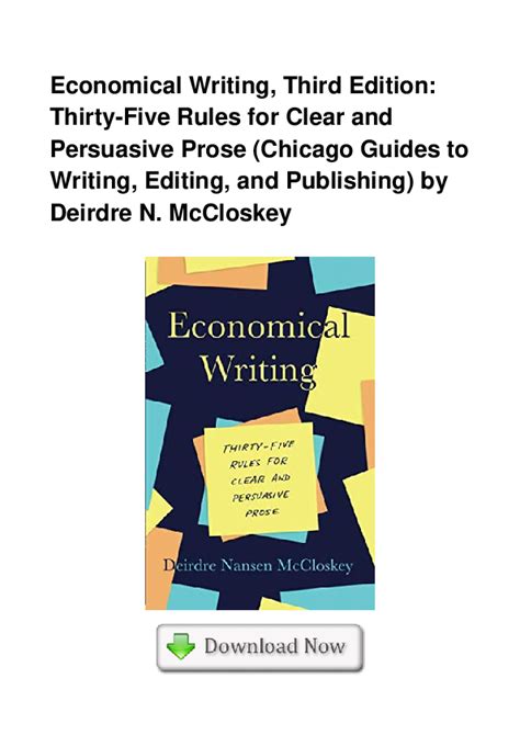 Read Online Economical Writing Third Edition Thirtyfive Rules For Clear And Persuasive Prose By Deirdre N Mccloskey