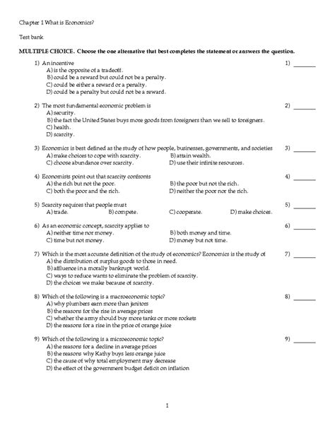Economics test bank.  Answer keys not published publicly.  Includes multiple choice qu...