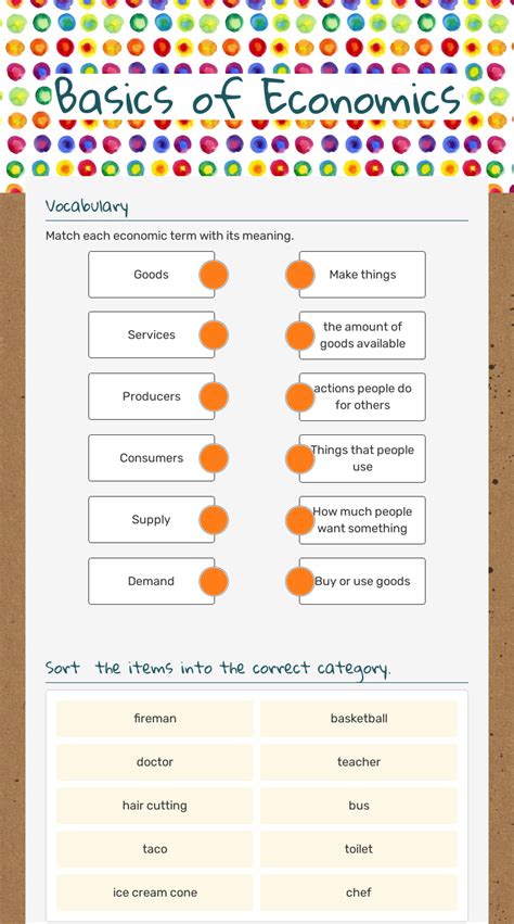 Economy Worksheet by Teach Simple