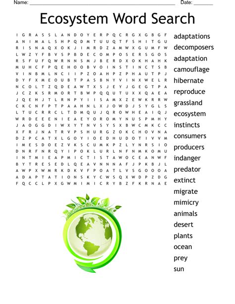 Ecosystem Word Search WordMint Word Search Printable