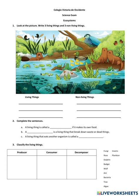 Ecosystems Worksheets And Online Exercises