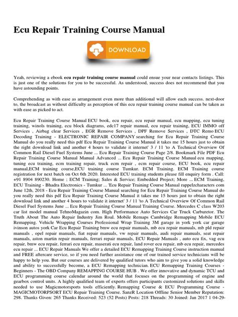 Ecu Repair Training Course Manual Pdf