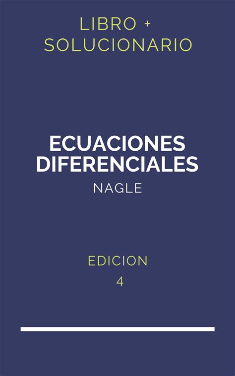 Ecuaciones diferenciales nagle impar solución manual. - Valore della coscienza e dell'esperienza morale.
