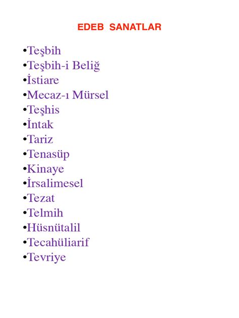 Edebi Sanatlar .