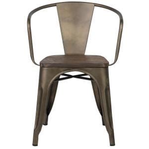 EdgeMod EM-113-ELM-BRZ-X4 Trattoria Arm Chair with Elm Wood …