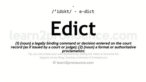 Edicts - definition of Edicts by The Free Dictionary