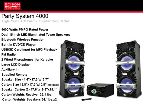 Edison professional party system 4000 manual. .  ...