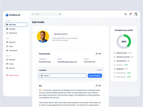 Edit Profile UI Behance