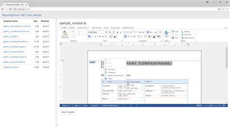 Edit Templates in an Core MVC Application Core)