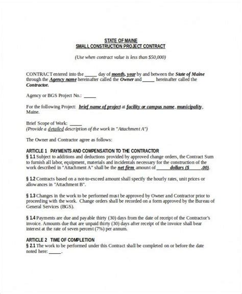 Editable Architectural Services Contract Template Excel Example in 2021