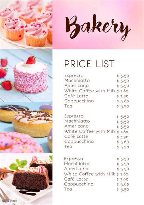 Editable Bakery Menu Template Bakery Menu List Cake Menu List atelier