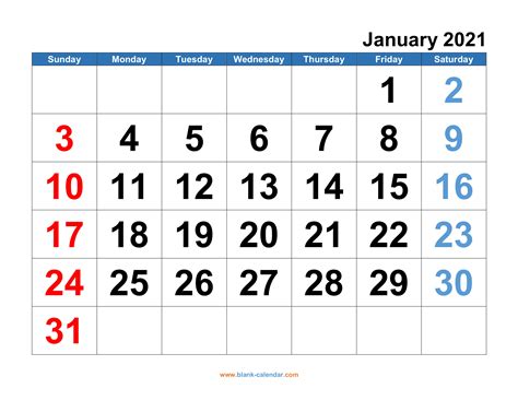 Editable Calendar 2021