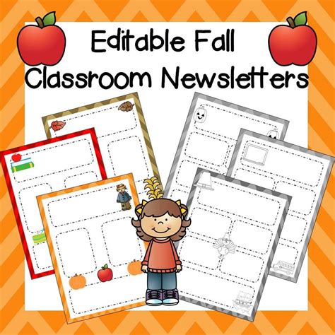Editable Classroom Newsletter Fall Theme! Color and B&W! Classroom