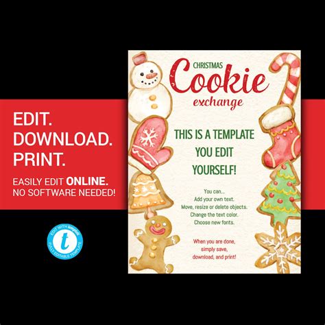 Editable Cookie Exchange Template