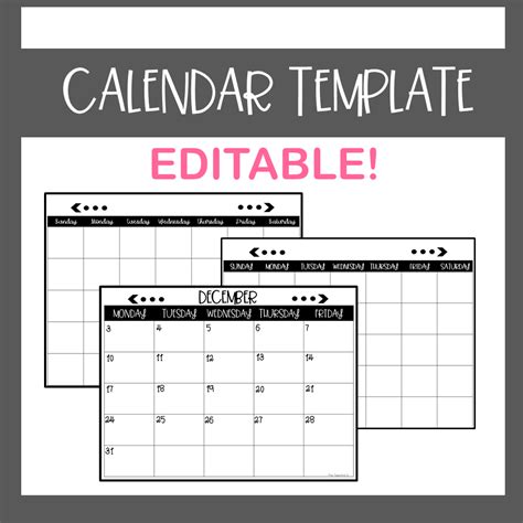Editable Free Calendar