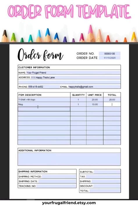 Editable Free Order Form Template