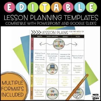 Editable Lesson Plan Templates Google Slides, PowerPoint, GoodNotes
