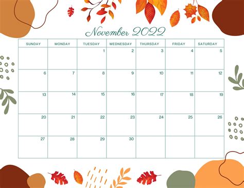 Editable November 2022 Calendar