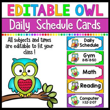 Editable Owl Daily Schedule Teaching Resources TpT