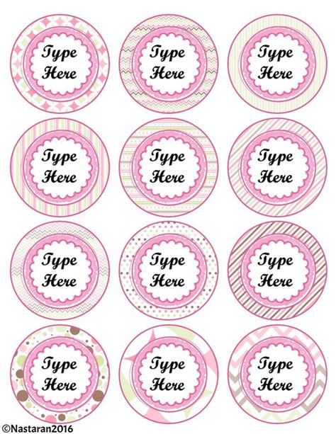 Editable Pink Round Labels contains 12 blank Printable Labels.Size of