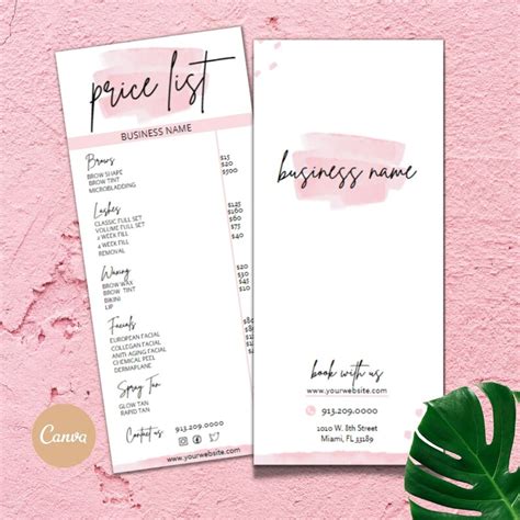 Editable Price List Template Custom Menu Design Printable Etsy
