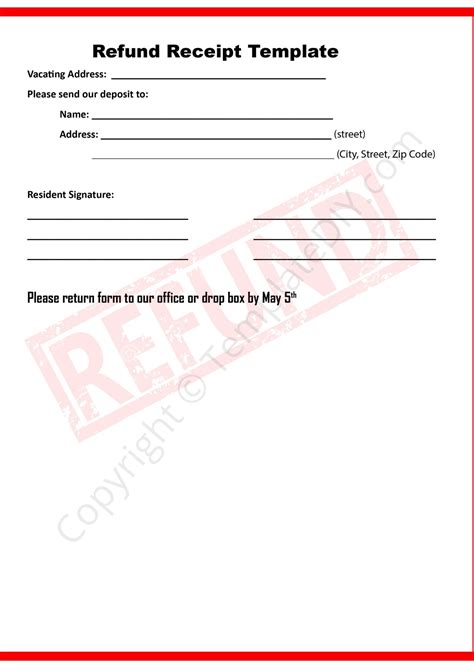 Editable Refund Receipt Refund Invoice Template Word Sample