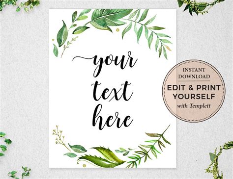 Editable Sign Template Editable Sign Editable Sign Template Etsy