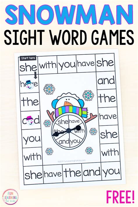 Editable Snowman Word Work Board Game