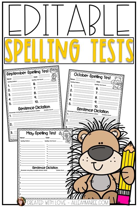 Editable Spelling Test Template