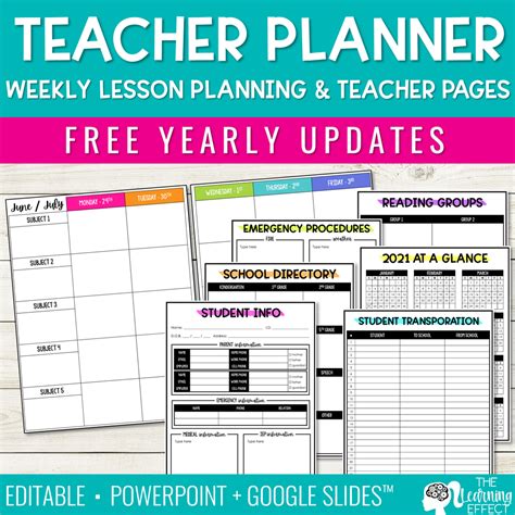 Editable Weekly Lesson Plan Templates Teacher Planner Pages and Forms