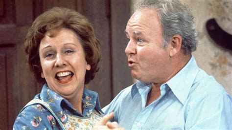 Edith and archie. the opening credits for All in the Family staring Carroll O'Connor followed by the opening credits for the spin off show Archie Bunker's Place. 