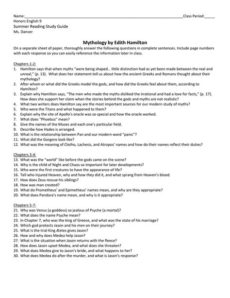 Edith hamilton mythology study guide questions. - Test your listening penguin english guides.