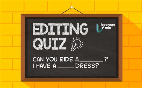 With our editing class online test, you'll gain valuable insights and practical knowledge that will benefit you throughout your academic journey and beyond. Enroll now and embark on an exciting adventure of mastering the art of editing. ... The editorial team at ProProfs Quizzes consists of a select group of subject experts, trivia writers, and .... 