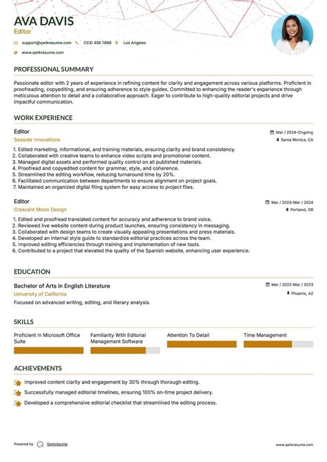 Editor Resume Template