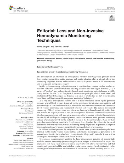 Editorial: Haemodynamic monitoring: the why, when, which and …