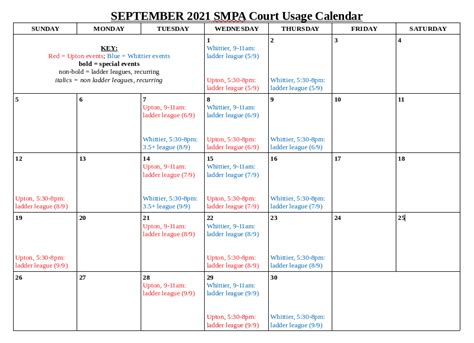 Edny Court Calendar