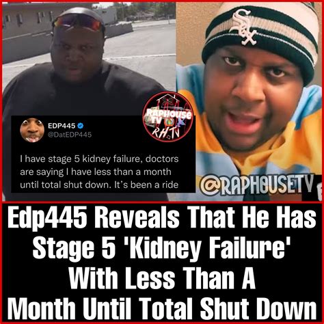 Edp445 has announced on instagram that he has stage 5 kidney failure. Some people out there are debating whether this is real.ill be back streaming on twitch...