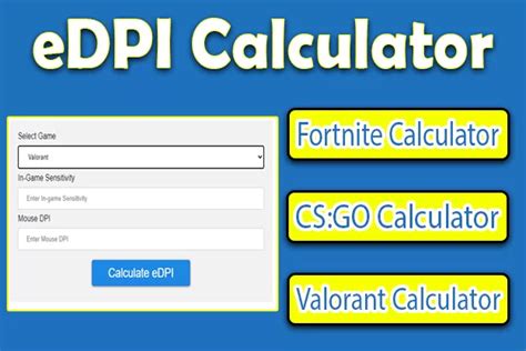 Edpi calculator valorant. The way our Valorant sensitivity calculator works is very simple: First, you need to input your mouse’s DPI value. Many gaming mice will have various DPI settings that you can toggle through using a DPI button. If you don’t know what DPI you’re on, open up your mouse software to check. Almost every major mouse manufacturer will have ... 