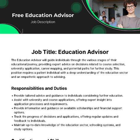 Education Advisor Job Description Template [Free PDF] Google Docs, Word Job
