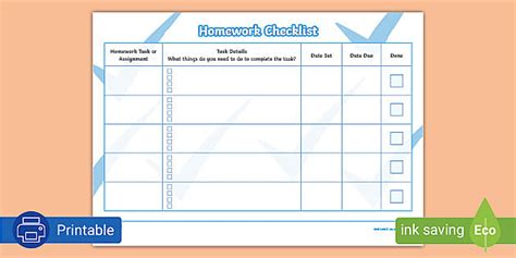 Education World Homework Record Homework Checklist Teacher Checklist Template Teacher Checklist